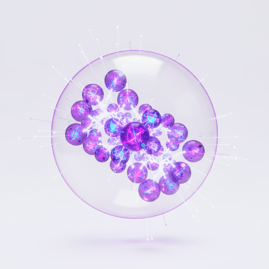 Abstract nested spheres symbolizing Google's Nested Learning paradigm for AI.