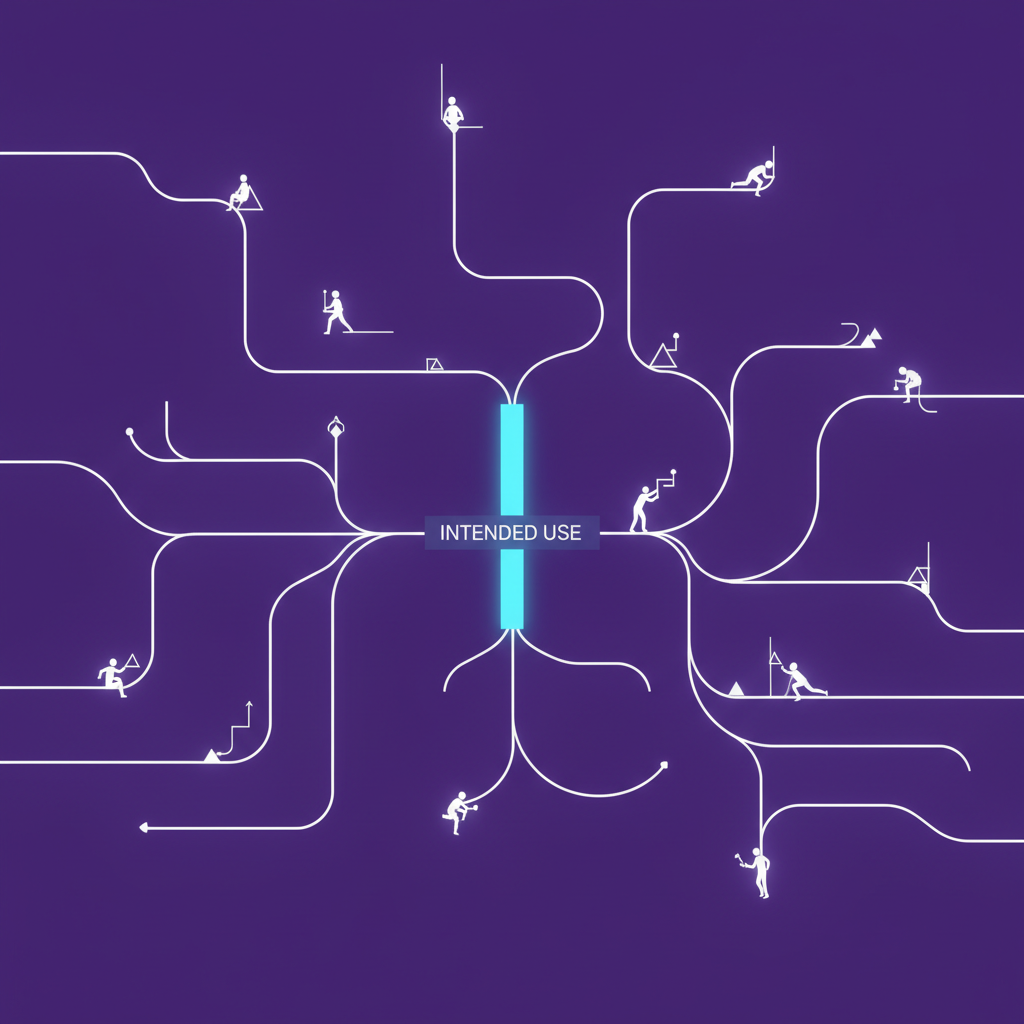 Abstract desire lines showing users finding unintended paths through a product.