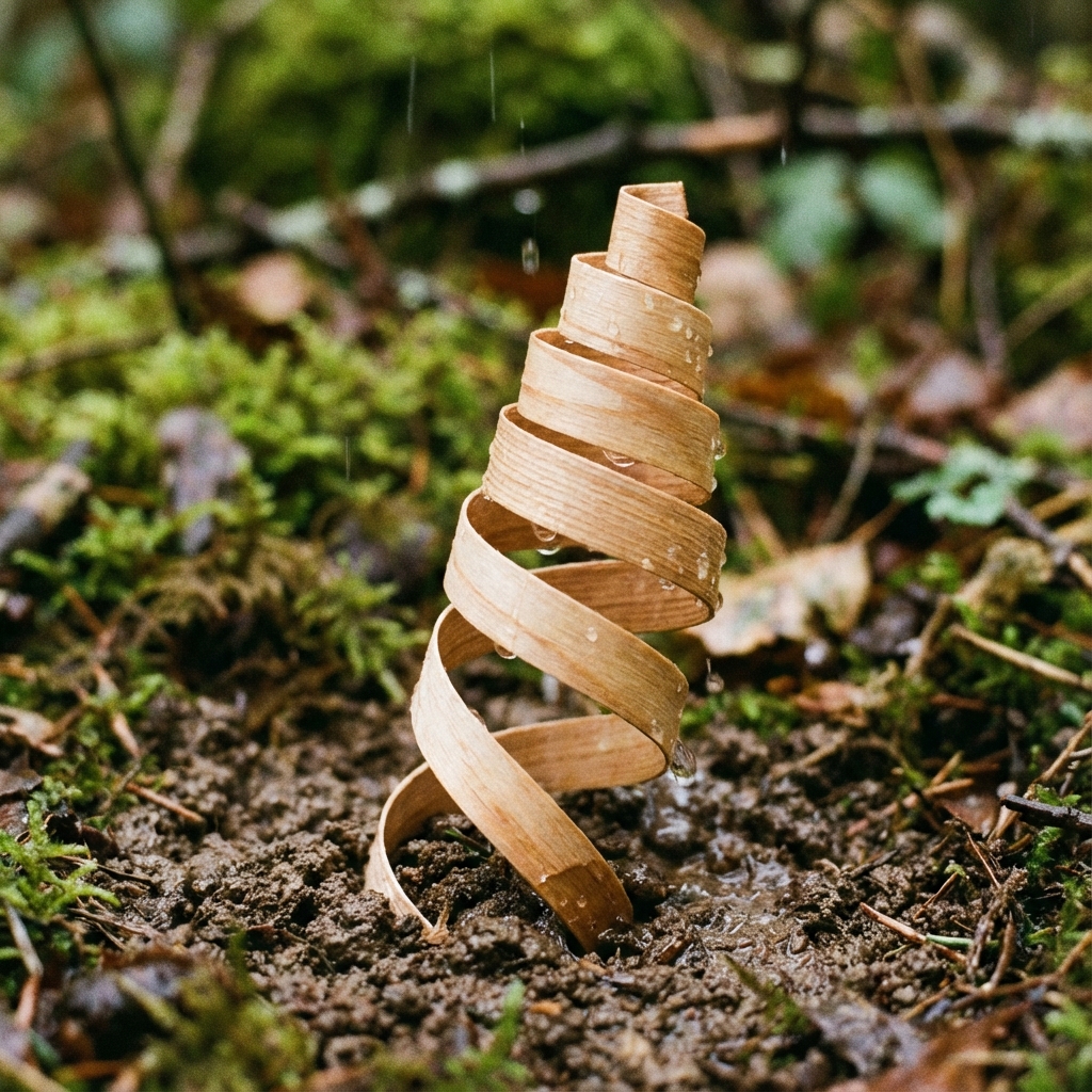 A wooden seed carrier drilling into the ground